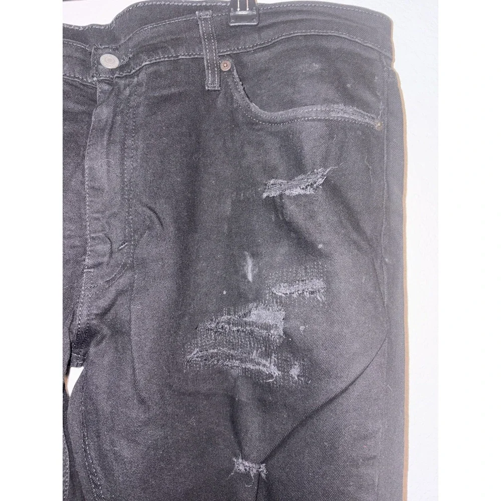 Levis 511 Slim Fit Distressed Black Jeans Mens 40x30 Ripped Denim